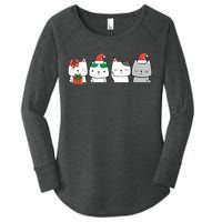 Kawaii Cat Christmas Cute Santa Hat Kittens Kitty Xmas Sweatshirt Women's Perfect Tri Tunic Long Sleeve Shirt