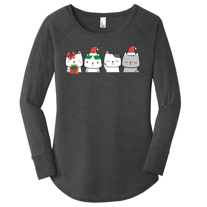 Kawaii Cat Christmas Cute Santa Hat Kittens Kitty Xmas Sweatshirt Women's Perfect Tri Tunic Long Sleeve Shirt