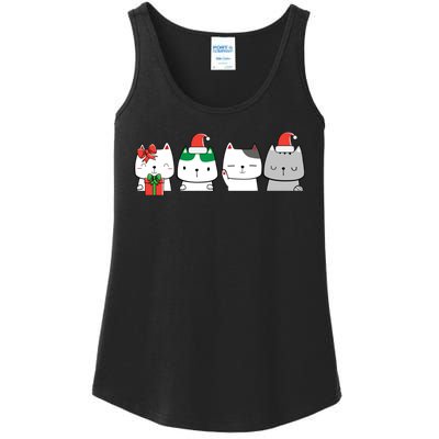 Kawaii Cat Christmas Cute Santa Hat Kittens Kitty Xmas Sweatshirt Ladies Essential Tank