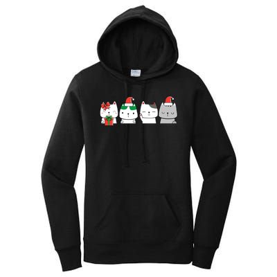 Kawaii Cat Christmas Cute Santa Hat Kittens Kitty Xmas Sweatshirt Women's Pullover Hoodie