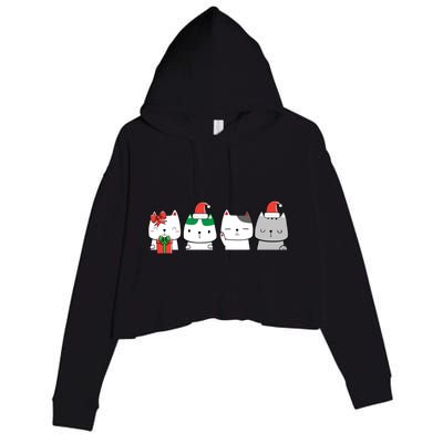 Kawaii Cat Christmas Cute Santa Hat Kittens Kitty Xmas Sweatshirt Crop Fleece Hoodie