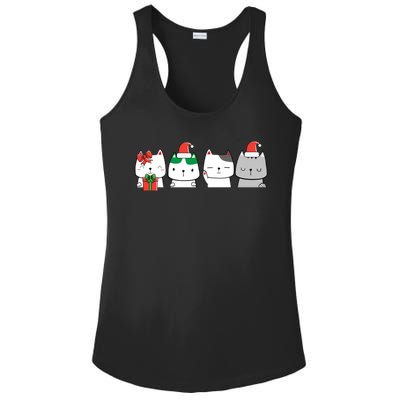 Kawaii Cat Christmas Cute Santa Hat Kittens Kitty Xmas Sweatshirt Ladies PosiCharge Competitor Racerback Tank