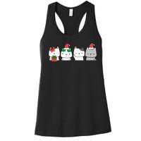 Kawaii Cat Christmas Cute Santa Hat Kittens Kitty Xmas Sweatshirt Women's Racerback Tank