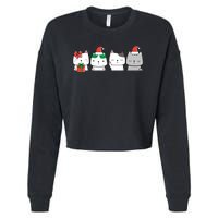 Kawaii Cat Christmas Cute Santa Hat Kittens Kitty Xmas Sweatshirt Cropped Pullover Crew