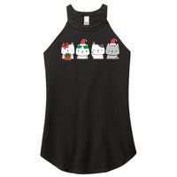 Kawaii Cat Christmas Cute Santa Hat Kittens Kitty Xmas Sweatshirt Women's Perfect Tri Rocker Tank