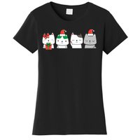 Kawaii Cat Christmas Cute Santa Hat Kittens Kitty Xmas Sweatshirt Women's T-Shirt