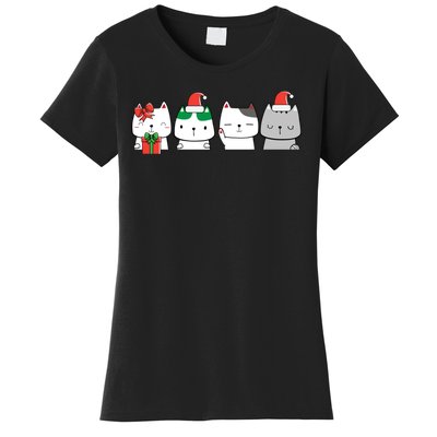 Kawaii Cat Christmas Cute Santa Hat Kittens Kitty Xmas Sweatshirt Women's T-Shirt