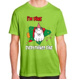 Kitty Cat Christmas Tree IM Fine Okay Funny Family Xmas Gift Adult ChromaSoft Performance T-Shirt