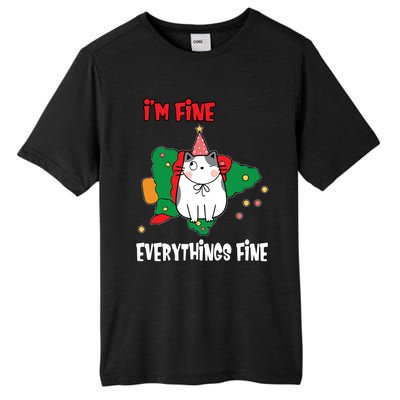 Kitty Cat Christmas Tree IM Fine Okay Funny Family Xmas Gift Tall Fusion ChromaSoft Performance T-Shirt