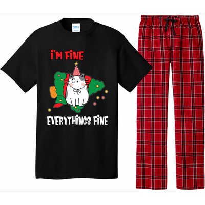 Kitty Cat Christmas Tree IM Fine Okay Funny Family Xmas Gift Pajama Set