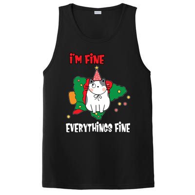 Kitty Cat Christmas Tree IM Fine Okay Funny Family Xmas Gift PosiCharge Competitor Tank