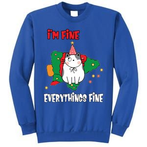 Kitty Cat Christmas Tree IM Fine Okay Funny Family Xmas Gift Sweatshirt