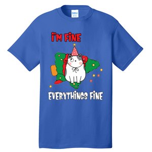 Kitty Cat Christmas Tree IM Fine Okay Funny Family Xmas Gift Tall T-Shirt