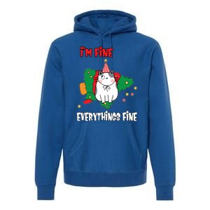 Kitty Cat Christmas Tree IM Fine Okay Funny Family Xmas Gift Premium Hoodie