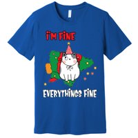 Kitty Cat Christmas Tree IM Fine Okay Funny Family Xmas Gift Premium T-Shirt