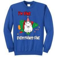 Kitty Cat Christmas Tree IM Fine Okay Funny Family Xmas Gift Tall Sweatshirt