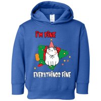 Kitty Cat Christmas Tree IM Fine Okay Funny Family Xmas Gift Toddler Hoodie