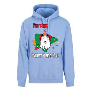 Kitty Cat Christmas Tree IM Fine Okay Funny Family Xmas Gift Unisex Surf Hoodie