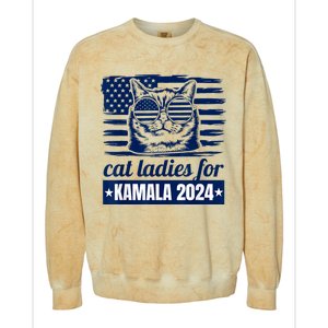 Kamala Childless Cat Lady 2024 Feminine Women Voting Funny Colorblast Crewneck Sweatshirt