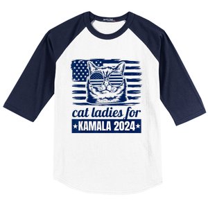 Kamala Childless Cat Lady 2024 Feminine Women Voting Funny Baseball Sleeve Shirt