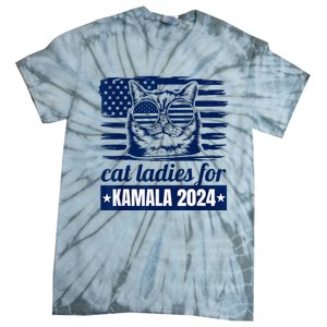 Kamala Childless Cat Lady 2024 Feminine Women Voting Funny Tie-Dye T-Shirt