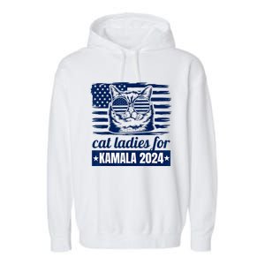 Kamala Childless Cat Lady 2024 Feminine Women Voting Funny Garment-Dyed Fleece Hoodie