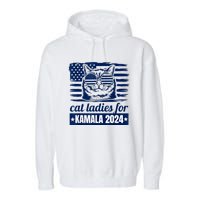 Kamala Childless Cat Lady 2024 Feminine Women Voting Funny Garment-Dyed Fleece Hoodie