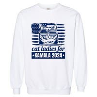 Kamala Childless Cat Lady 2024 Feminine Women Voting Funny Garment-Dyed Sweatshirt