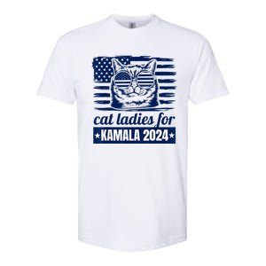 Kamala Childless Cat Lady 2024 Feminine Women Voting Funny Softstyle CVC T-Shirt