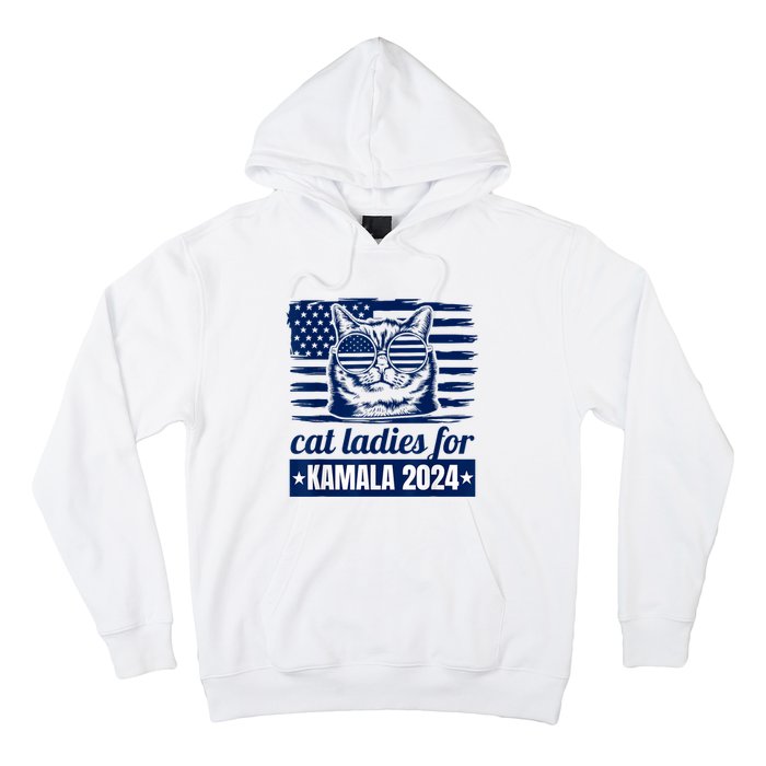 Kamala Childless Cat Lady 2024 Feminine Women Voting Funny Hoodie