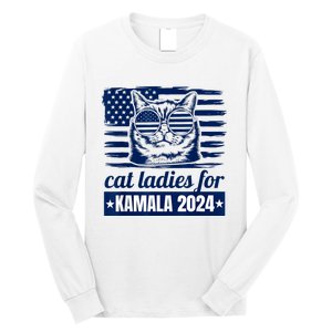 Kamala Childless Cat Lady 2024 Feminine Women Voting Funny Long Sleeve Shirt