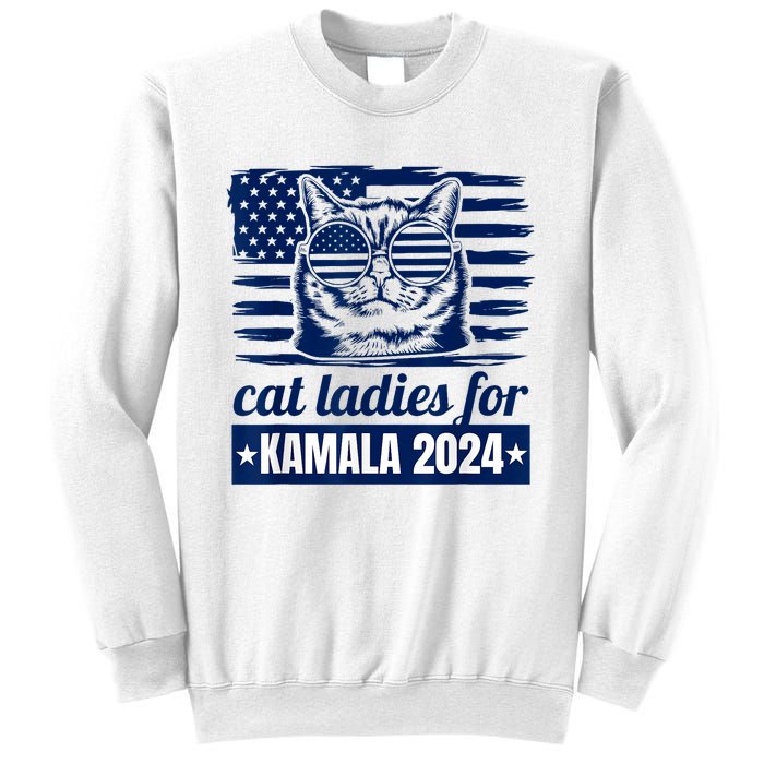 Kamala Childless Cat Lady 2024 Feminine Women Voting Funny Sweatshirt