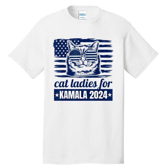 Kamala Childless Cat Lady 2024 Feminine Women Voting Funny Tall T-Shirt