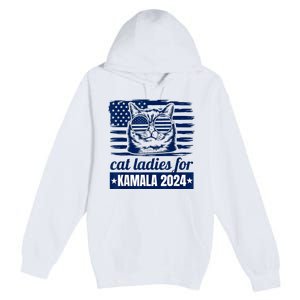 Kamala Childless Cat Lady 2024 Feminine Women Voting Funny Premium Pullover Hoodie