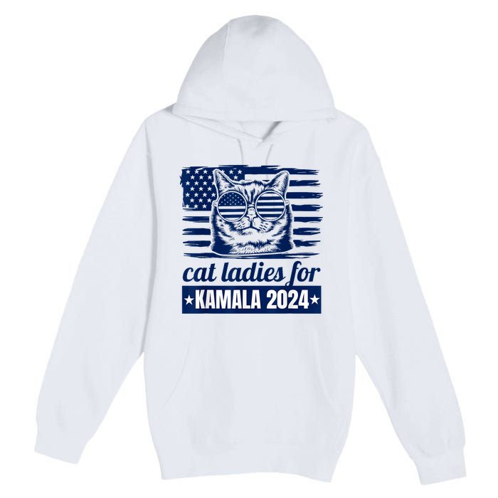 Kamala Childless Cat Lady 2024 Feminine Women Voting Funny Premium Pullover Hoodie