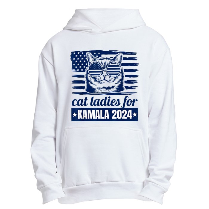 Kamala Childless Cat Lady 2024 Feminine Women Voting Funny Urban Pullover Hoodie