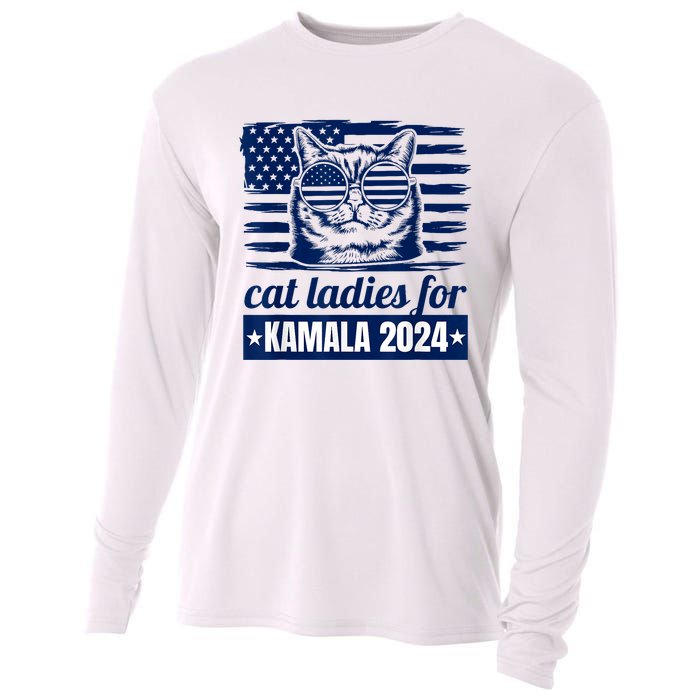 Kamala Childless Cat Lady 2024 Feminine Women Voting Funny Cooling Performance Long Sleeve Crew