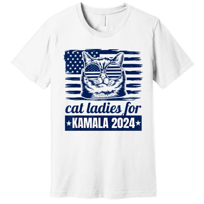 Kamala Childless Cat Lady 2024 Feminine Women Voting Funny Premium T-Shirt