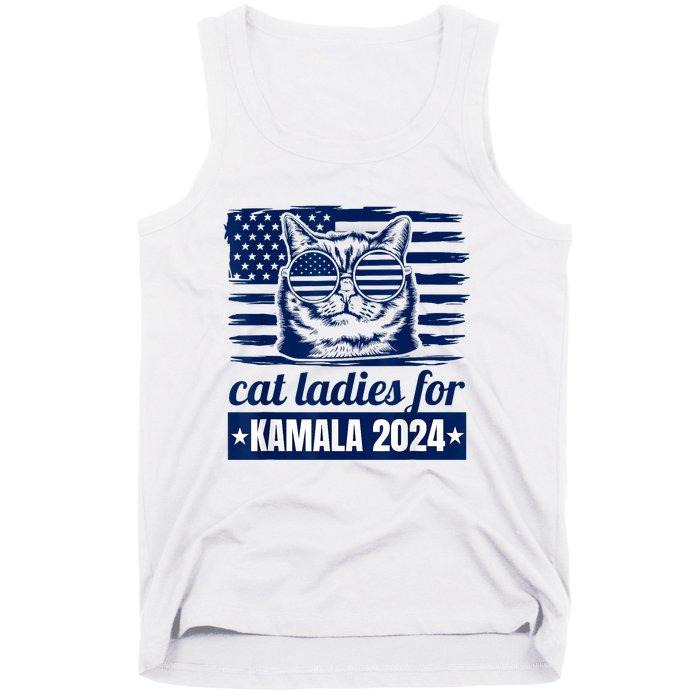 Kamala Childless Cat Lady 2024 Feminine Women Voting Funny Tank Top