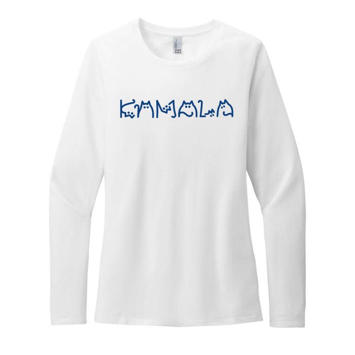 Kamala Cute Cat Typography Womens CVC Long Sleeve Shirt