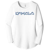 Kamala Cute Cat Typography Women's Perfect Tri Tunic Long Sleeve Shirt