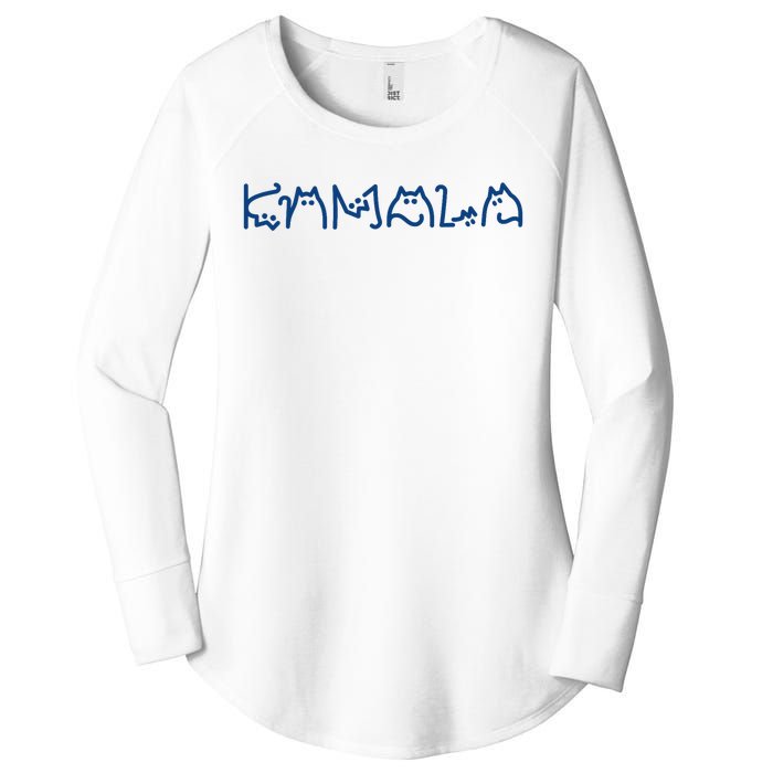 Kamala Cute Cat Typography Women's Perfect Tri Tunic Long Sleeve Shirt