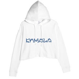 Kamala Cute Cat Typography Crop Fleece Hoodie