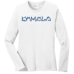 Kamala Cute Cat Typography Ladies Long Sleeve Shirt