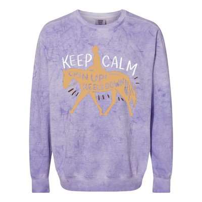 Keep Calm Chin Up Heels Down Horse Equestrian Colorblast Crewneck Sweatshirt