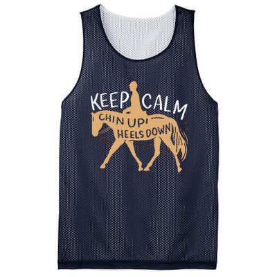 Keep Calm Chin Up Heels Down Horse Equestrian Mesh Reversible Basketball Jersey Tank