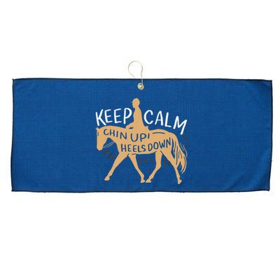 Keep Calm Chin Up Heels Down Horse Equestrian Large Microfiber Waffle Golf Towel