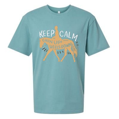 Keep Calm Chin Up Heels Down Horse Equestrian Sueded Cloud Jersey T-Shirt