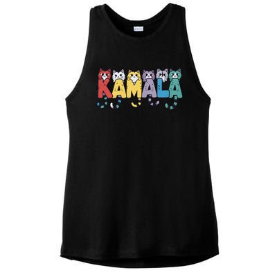 Kamala Cute Cats Colorful Gift Ladies PosiCharge Tri-Blend Wicking Tank