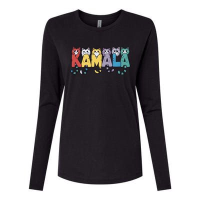 Kamala Cute Cats Colorful Gift Womens Cotton Relaxed Long Sleeve T-Shirt